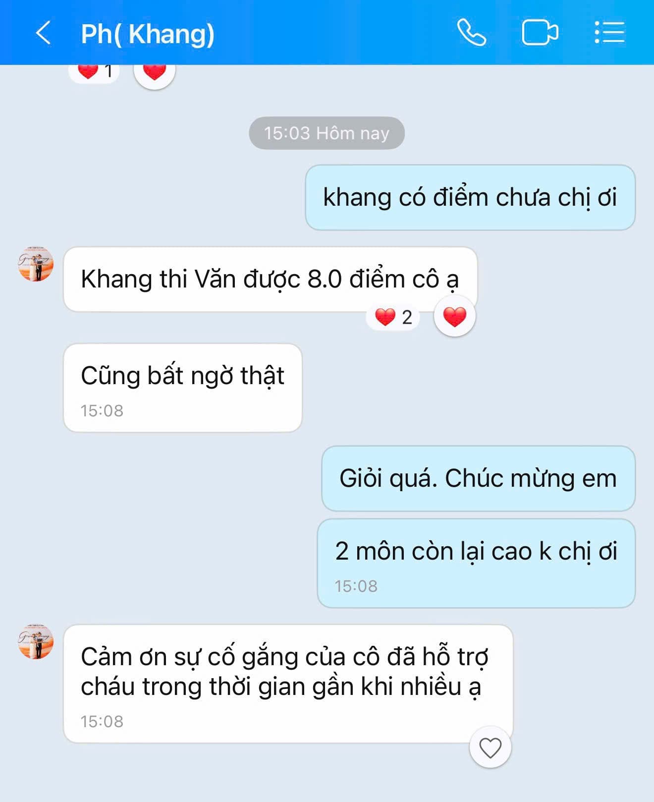 Tin nhắn phản hồi của phụ huynh