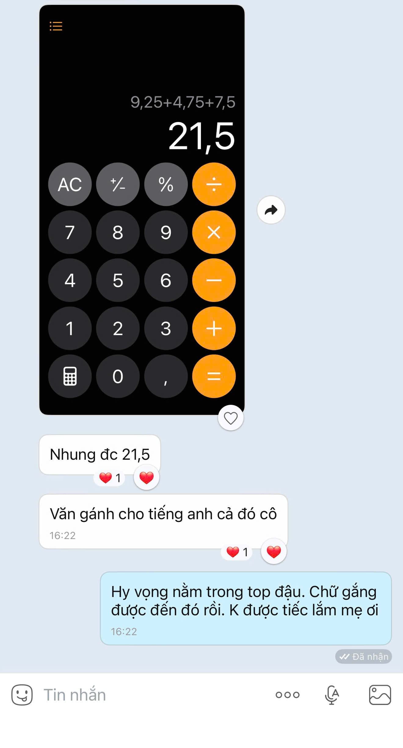 Tin nhắn phản hồi của phụ huynh